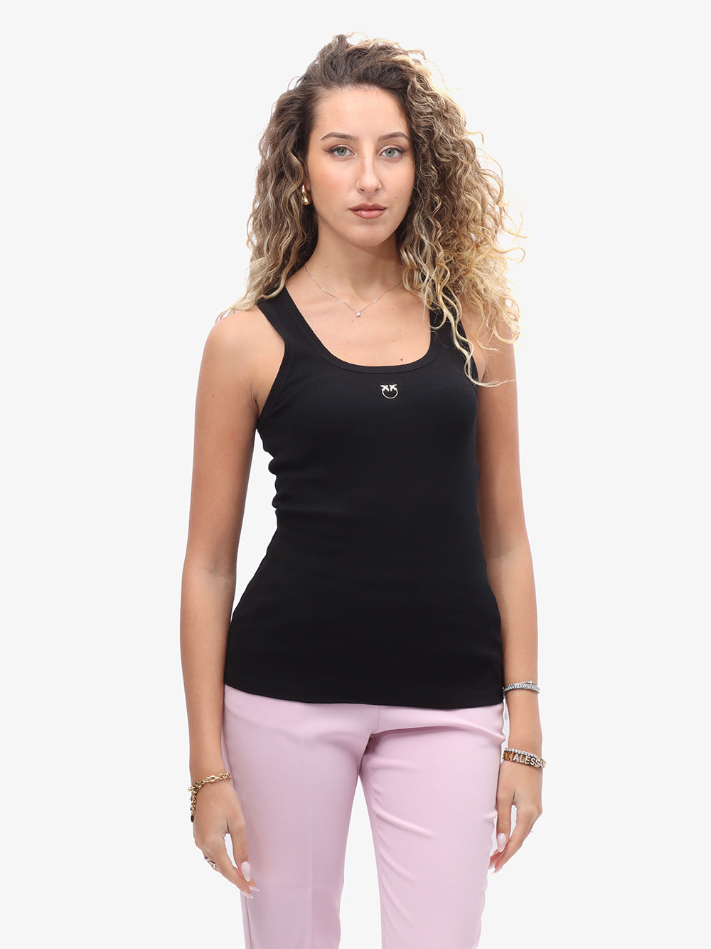 Pinko Canottiera Calcolatore Love Birds Nero limousine