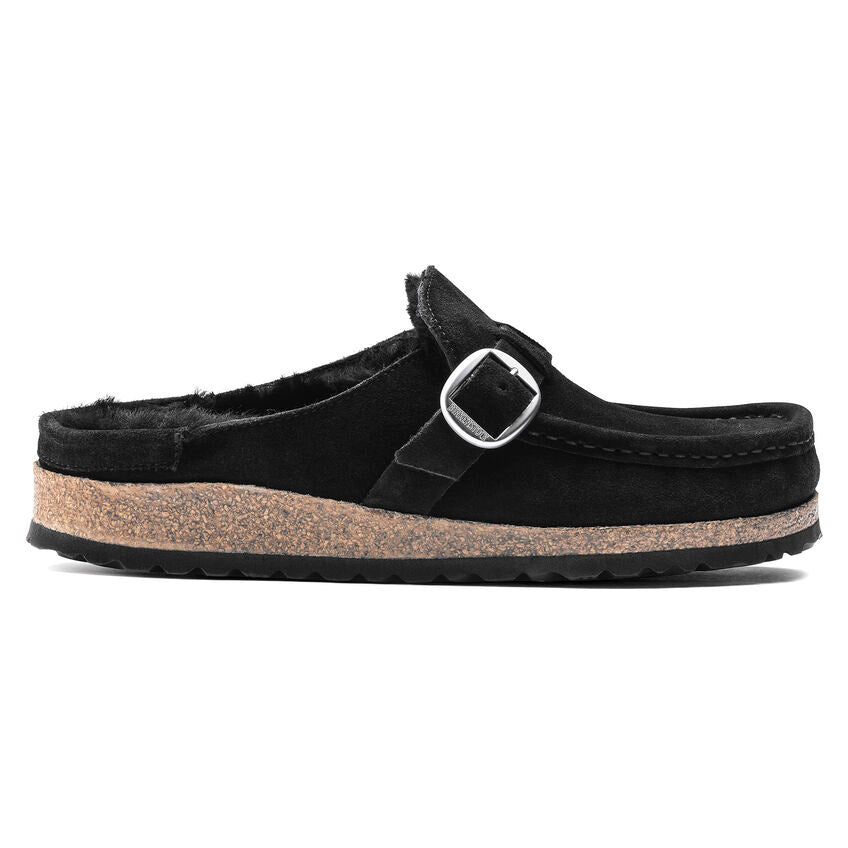 Birkenstock Ciabatta Donna Buckley Shearling Suede Black