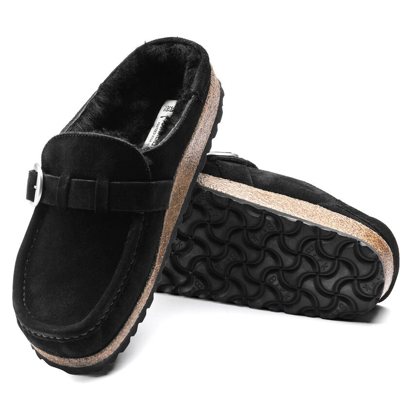 Birkenstock Women's Slipper Buckley Shearling Suede Black