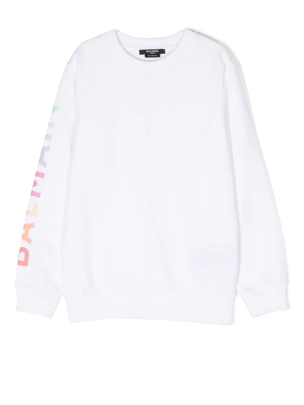 Balmain Kids White sweatshirt with multicolored print