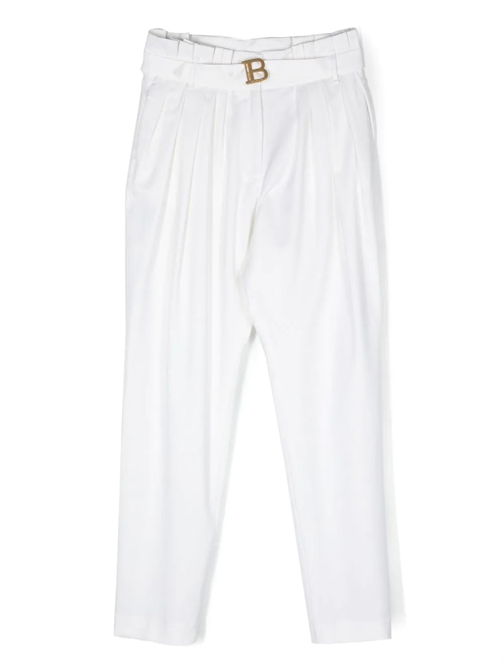 Balmain Kids White trousers with pleats