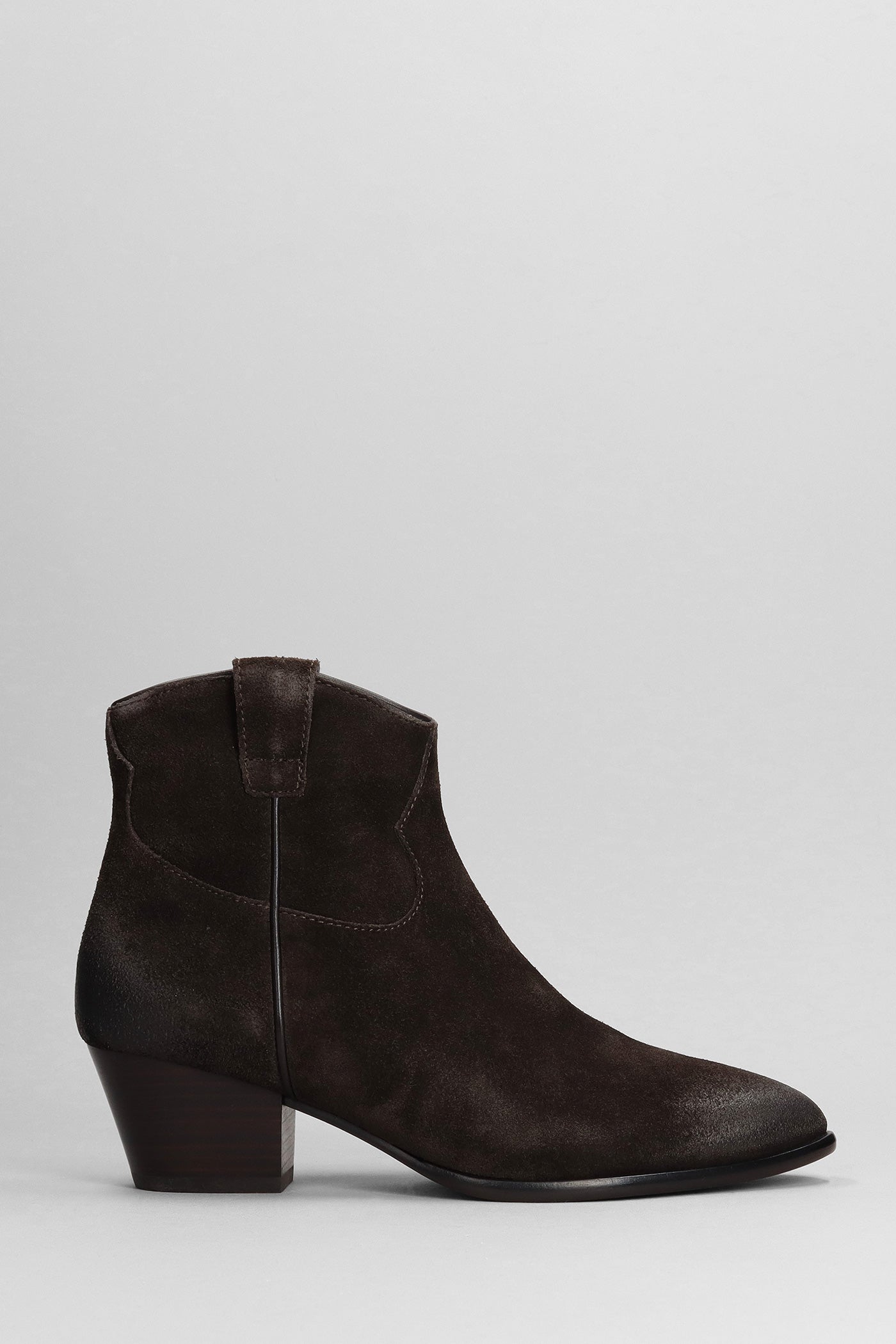 Ash Houston 06 Texan Ankle Boot in Dark Brown Suede