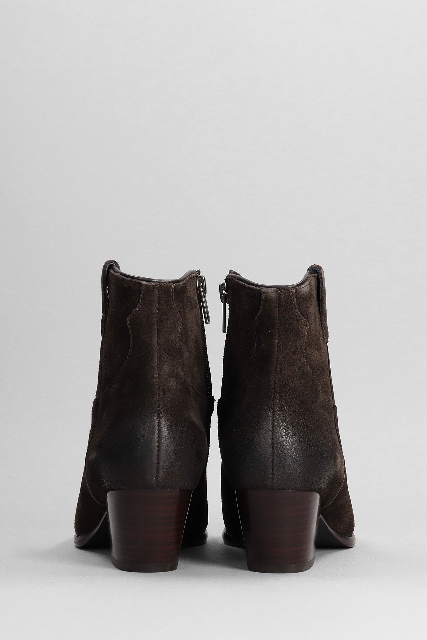 Ash Houston 06 Texan Ankle Boot in Dark Brown Suede