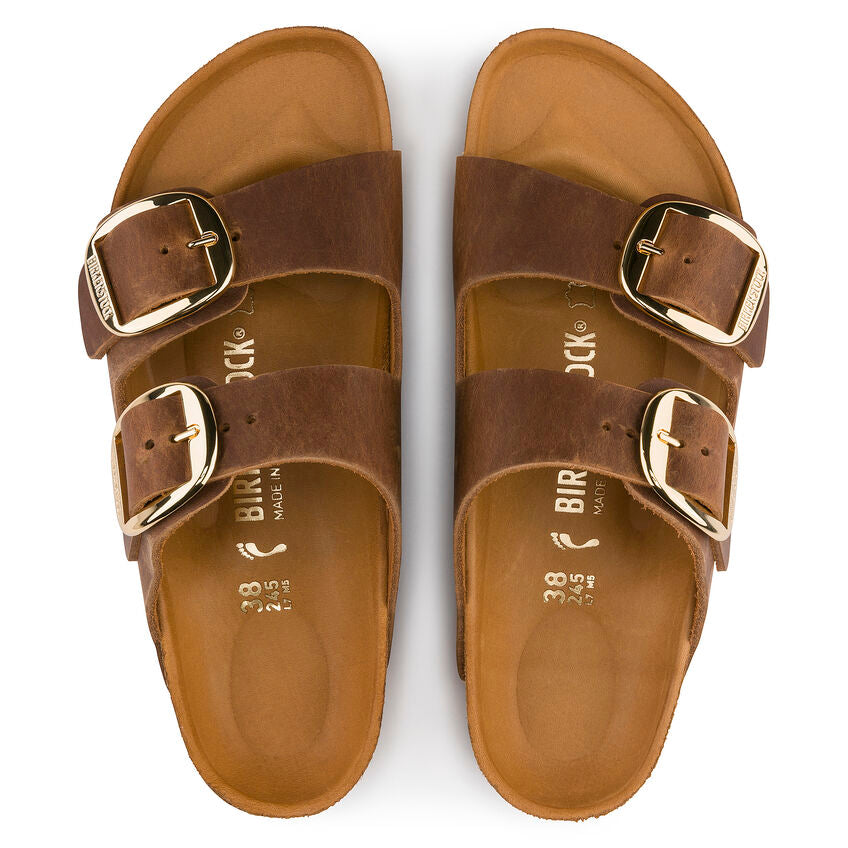 Birkenstock Ciabatta Donna Arizona Big Buckle Oiled Leather Cognac