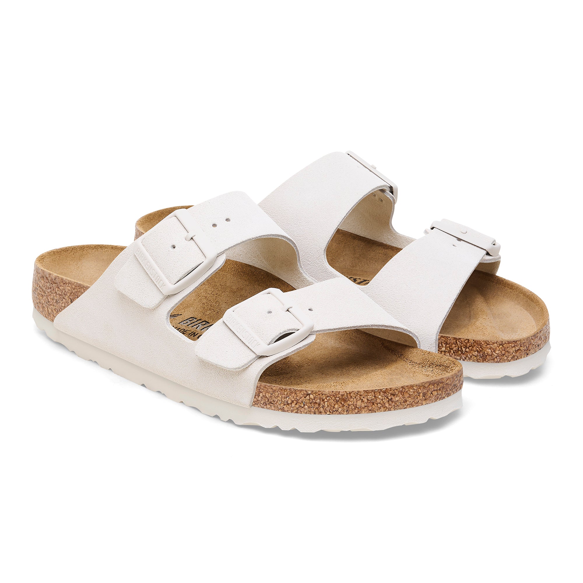 Birkenstock Ciabatta Unisex Arizona Suede Leather-Antique White
