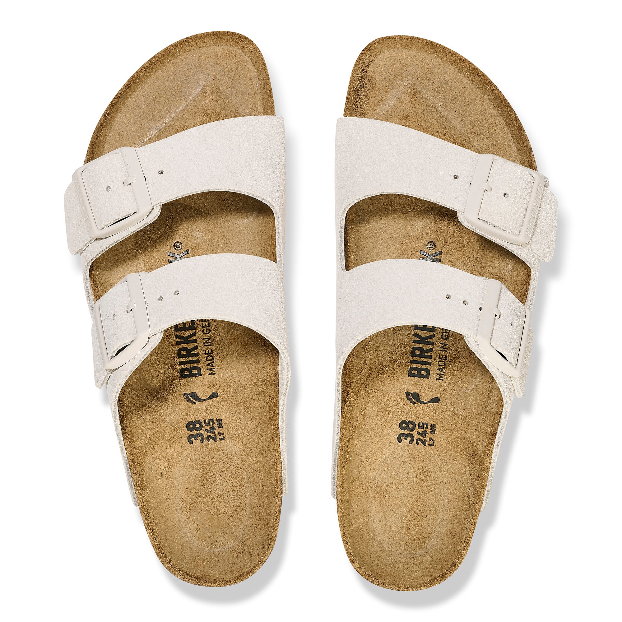 Birkenstock Ciabatta Unisex Arizona Suede Leather-Antique White