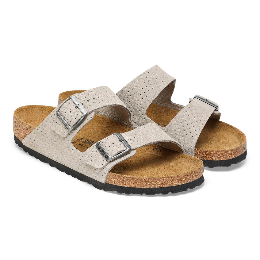 Birkenstock Ciabatta Uomo Arizona Suede Emboss Dots-Stone Coin