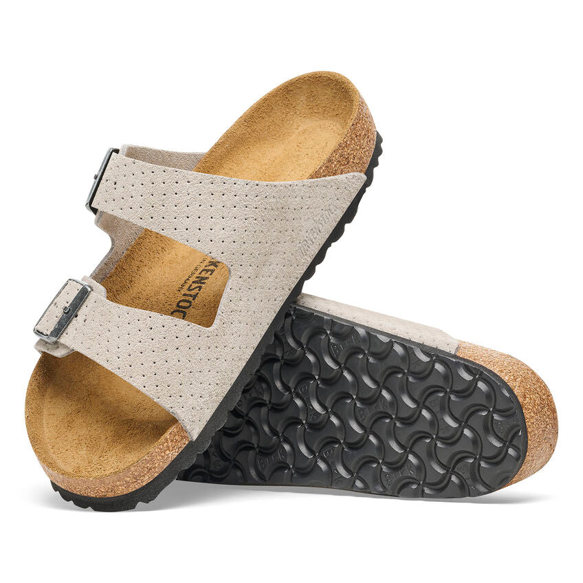 Birkenstock Ciabatta Uomo Arizona Suede Emboss Dots-Stone Coin