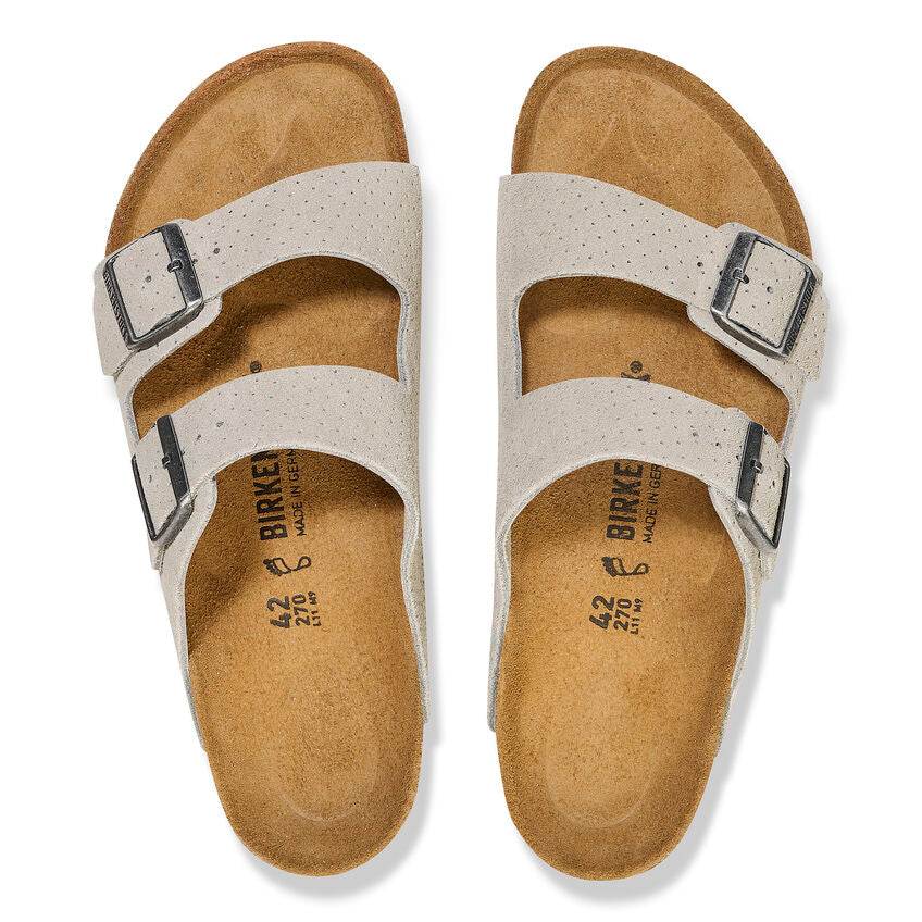 Birkenstock Ciabatta Uomo Arizona Suede Emboss Dots-Stone Coin