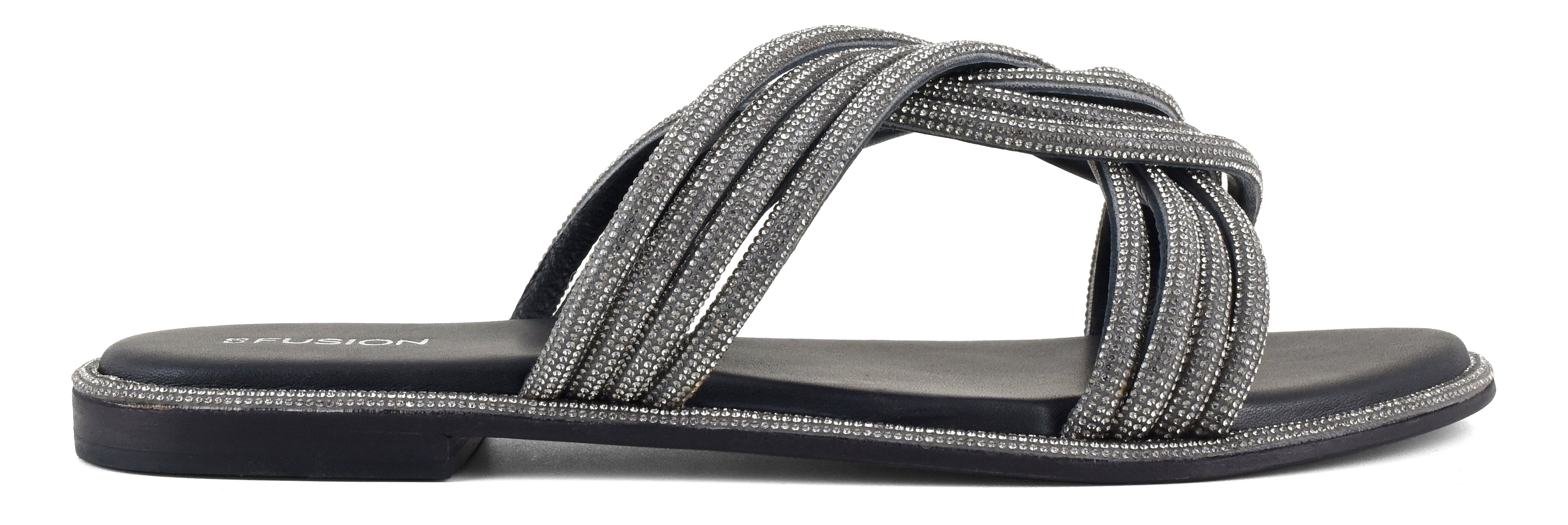 CORAL BLUE Sandalo Donna Fascia Nodo Strass-Gun Metal