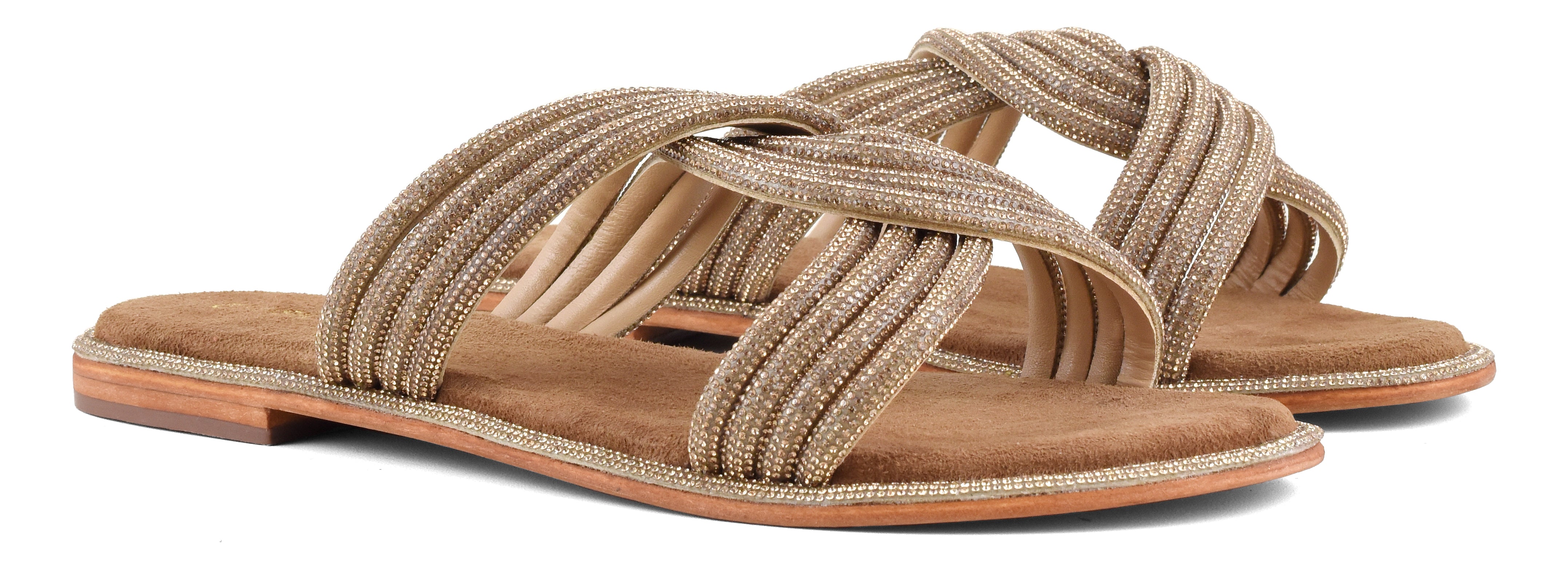 CORAL BLUE Sandalo Donna Fascia Nodo Strass-Pink Gold