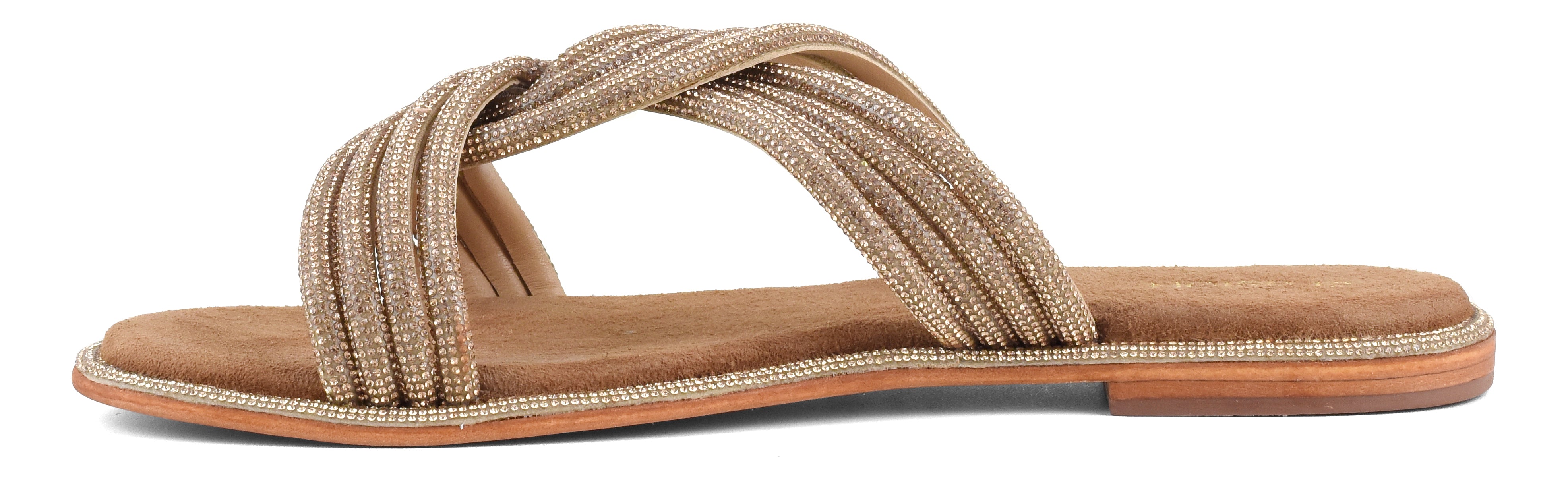 CORAL BLUE Sandalo Donna Fascia Nodo Strass-Pink Gold