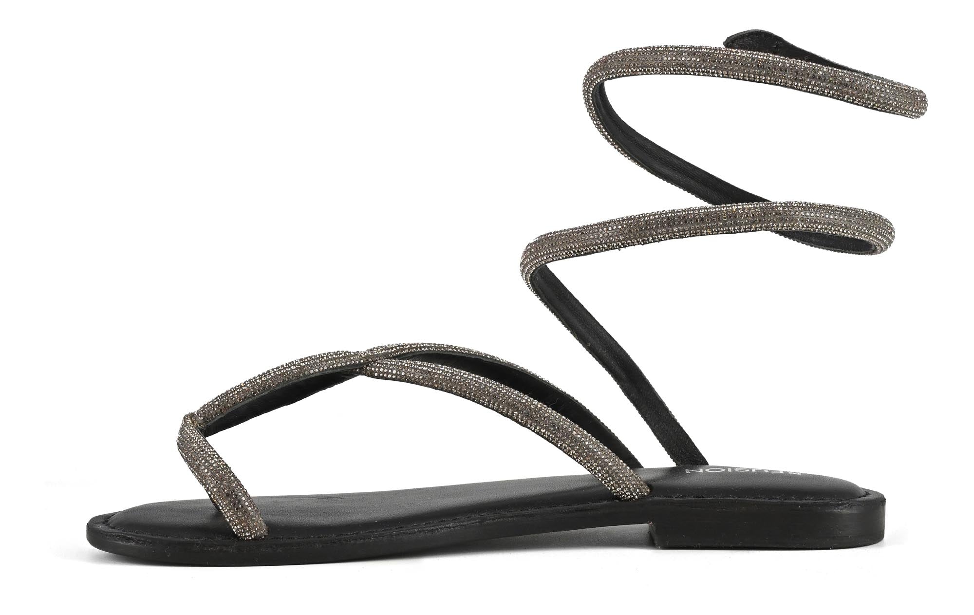 CORAL BLUE Sandalo Donna Wrap Up Strass-Gun Metal