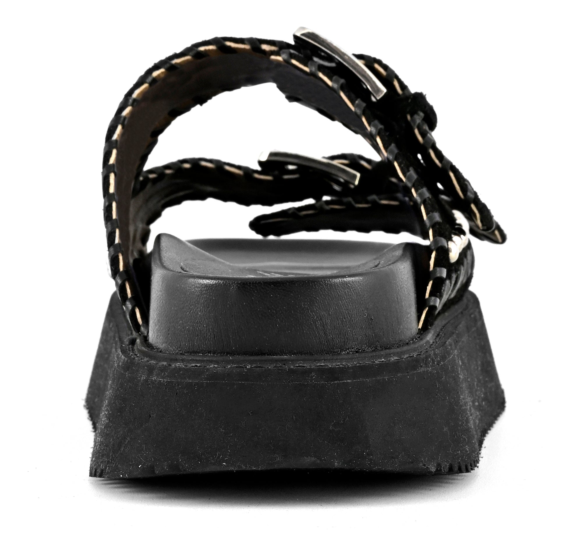 CORAL BLUE Ciabatta Donna Platform Doppia Fascia Etniche-Black