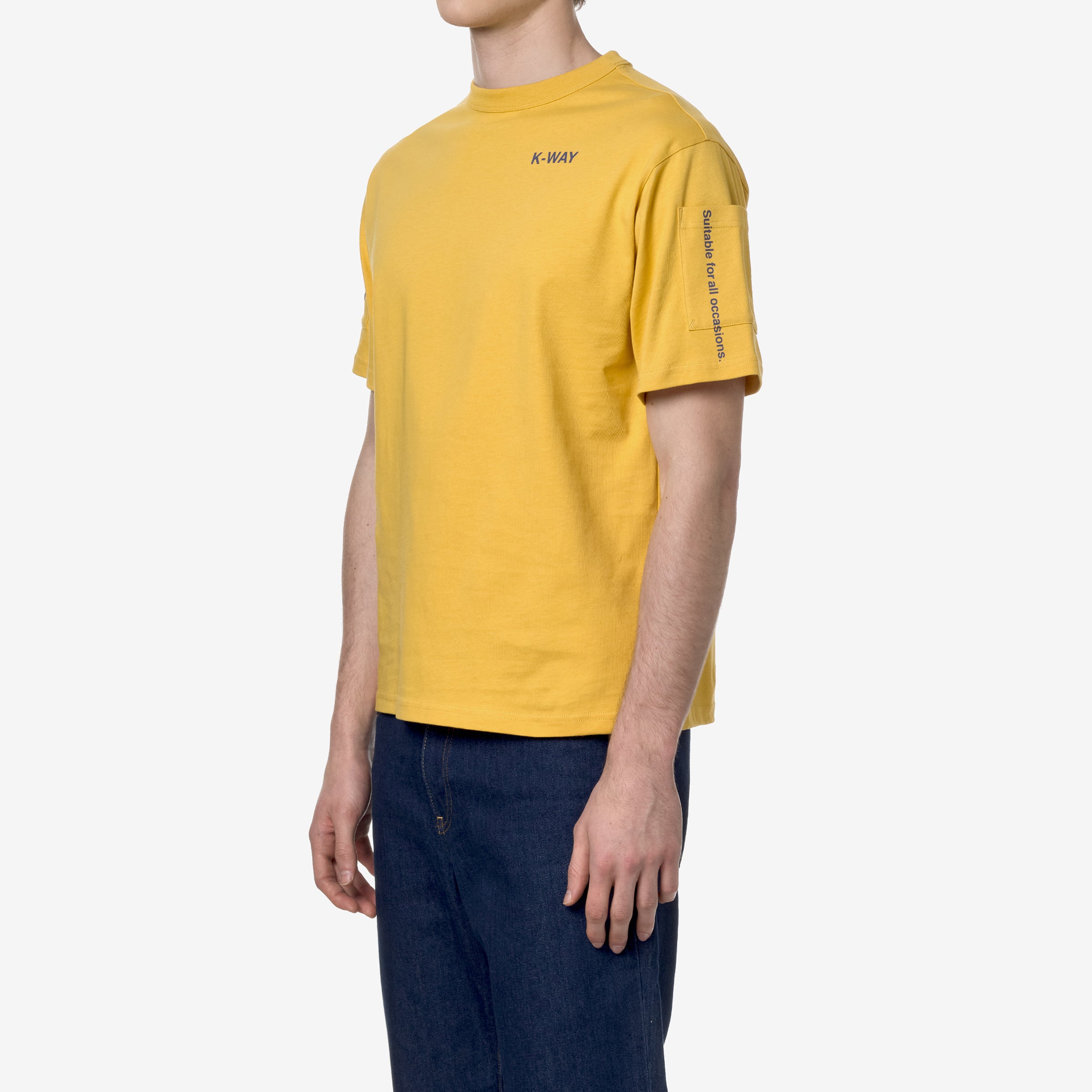 K-WAY T-Shirt Uomo Fantome Sleeve Pocket-Yellow Mimosa