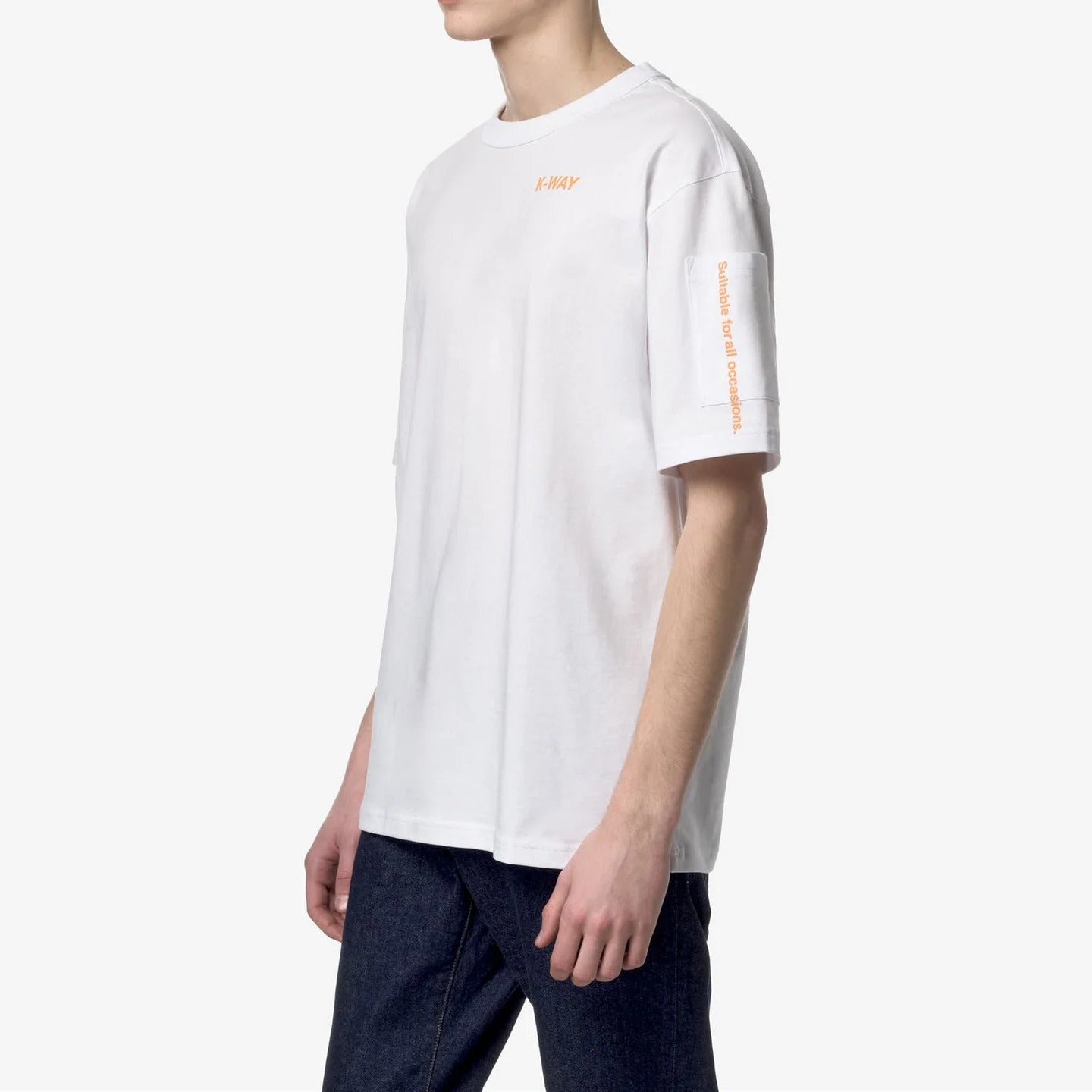K-WAY T-Shirt Uomo Fantome Sleeve Pocket-White