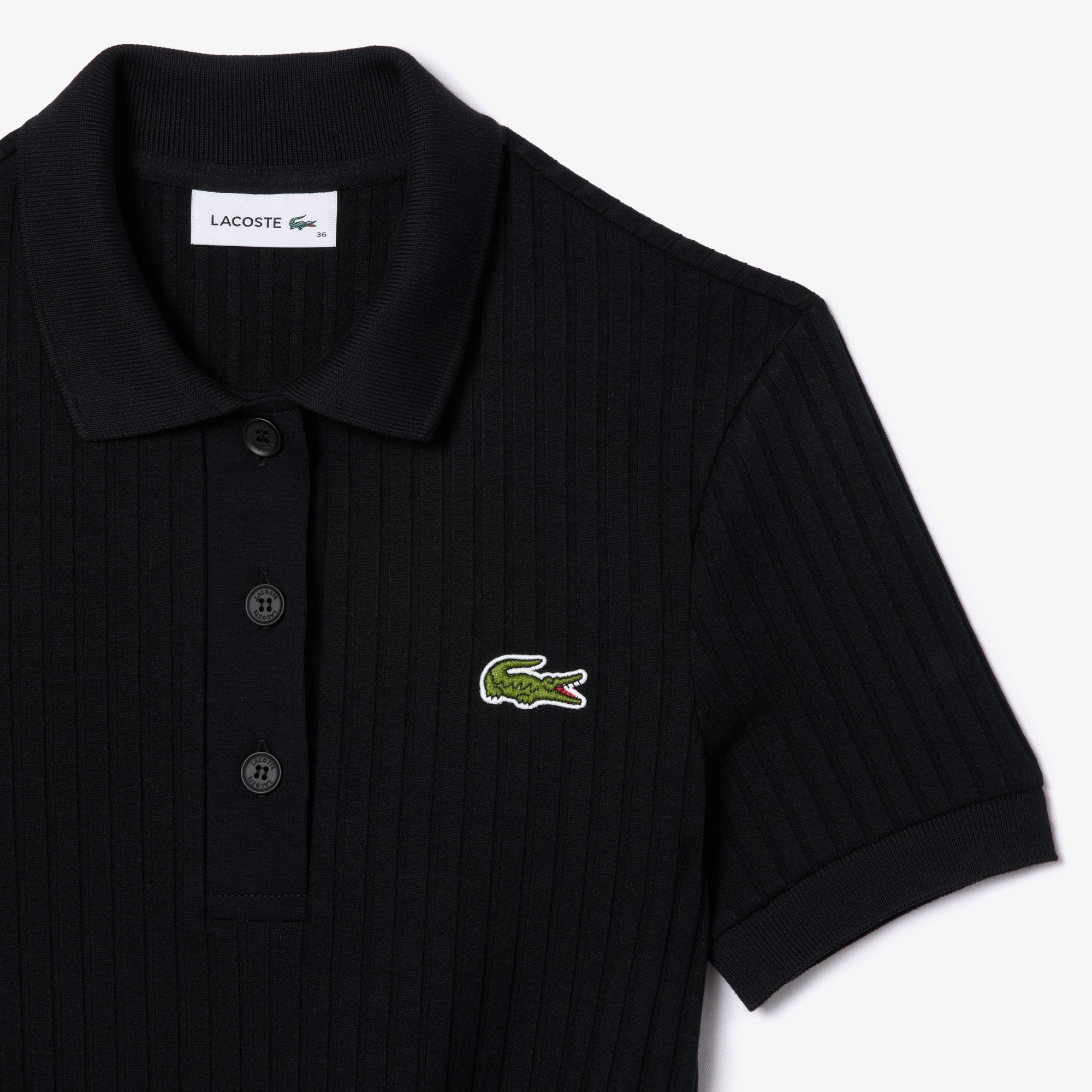 LACOSTE Abito Donna Polo Midi-Nero