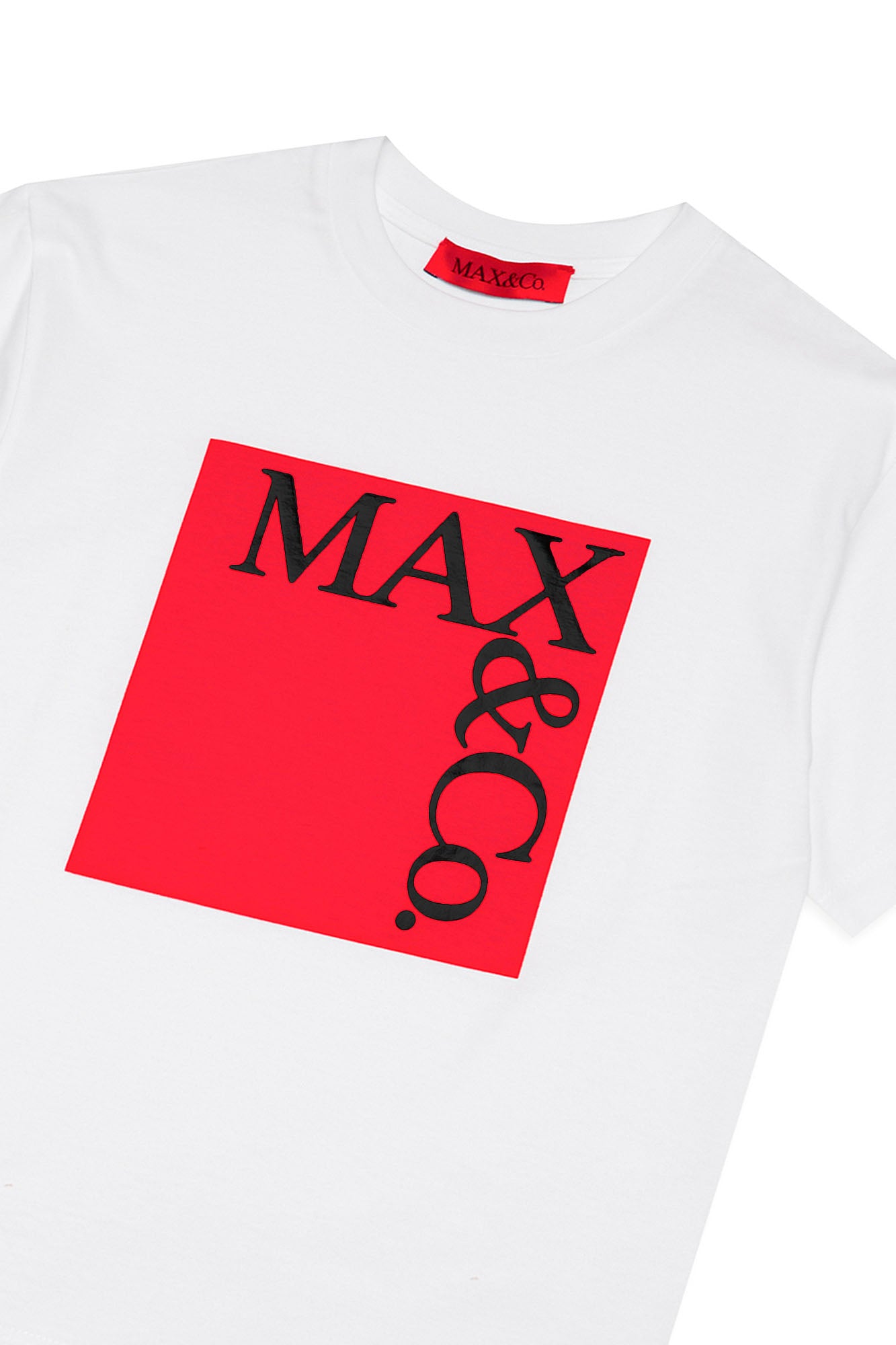 MAX&CO KIDS-T-Shirt Bambina Logo-Bianco Rosso
