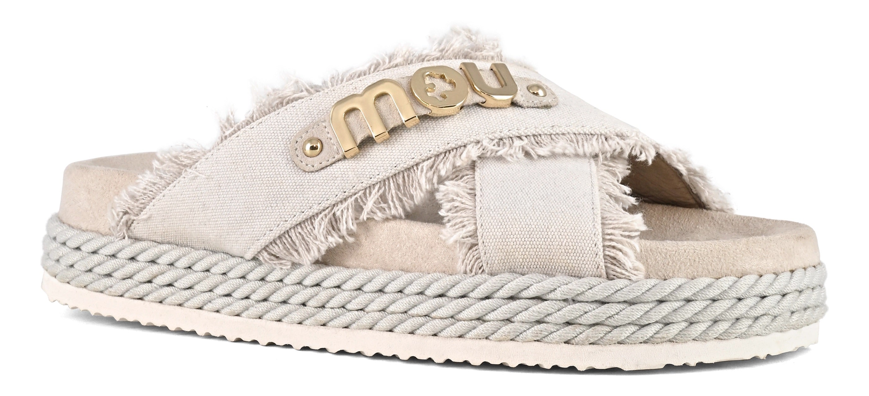 MOU Sandalo Donna CRISS-CROSS ROPE SANDAL RECYCLED CANVAS-Beige