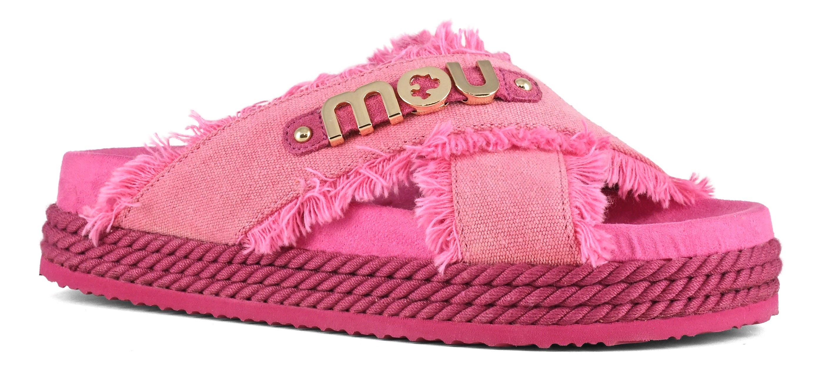 MOU Sandalo Donna CRISS-CROSS ROPE SANDAL RECYCLED CANVAS-Fuxia