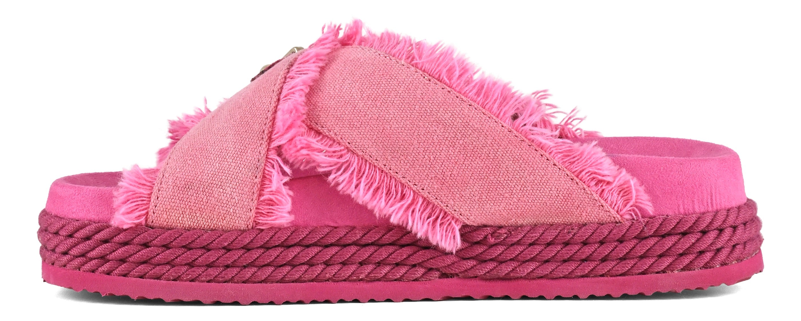 MOU Sandalo Donna CRISS-CROSS ROPE SANDAL RECYCLED CANVAS-Fuxia