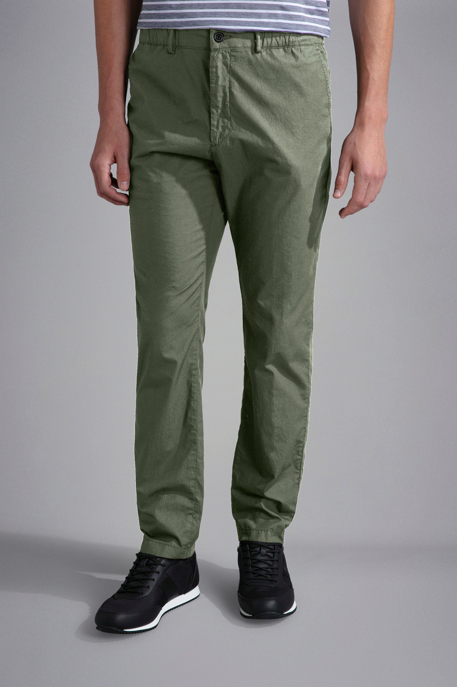 PAUL & SHARK Pantaloni Uomo Chino Popeline-Oliva