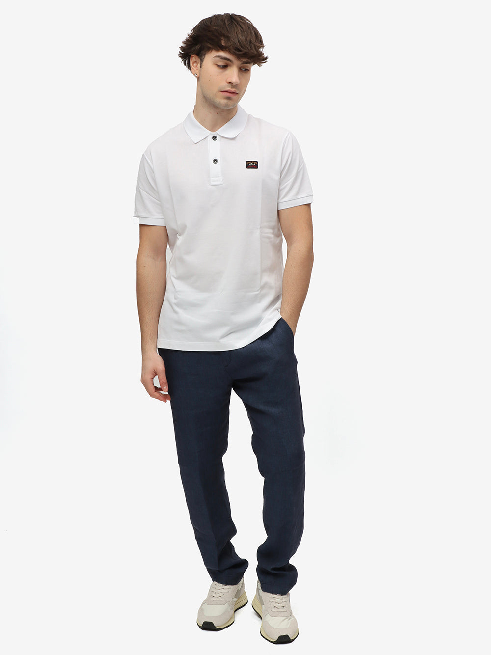 PAUL & SHARK Polo Uomo Piqué Patch Logo-Bianco