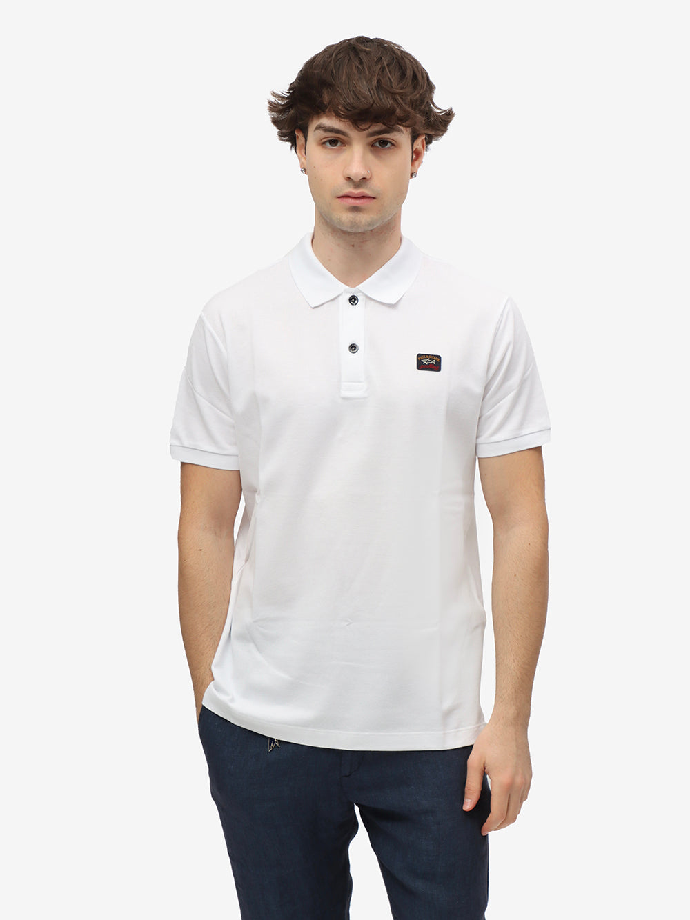 PAUL & SHARK Polo Uomo Piqué Patch Logo-Bianco
