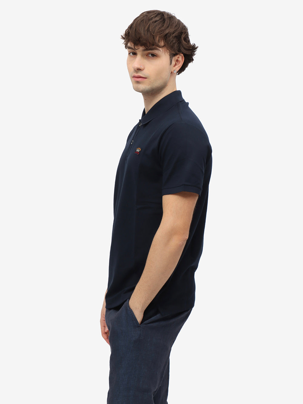 PAUL & SHARK Polo Uomo Piqué Patch Logo-Blu