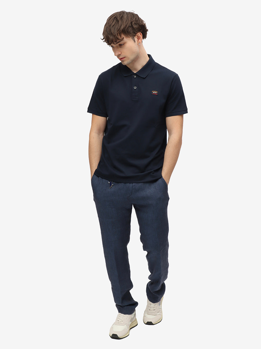 PAUL & SHARK Polo Uomo Piqué Patch Logo-Blu