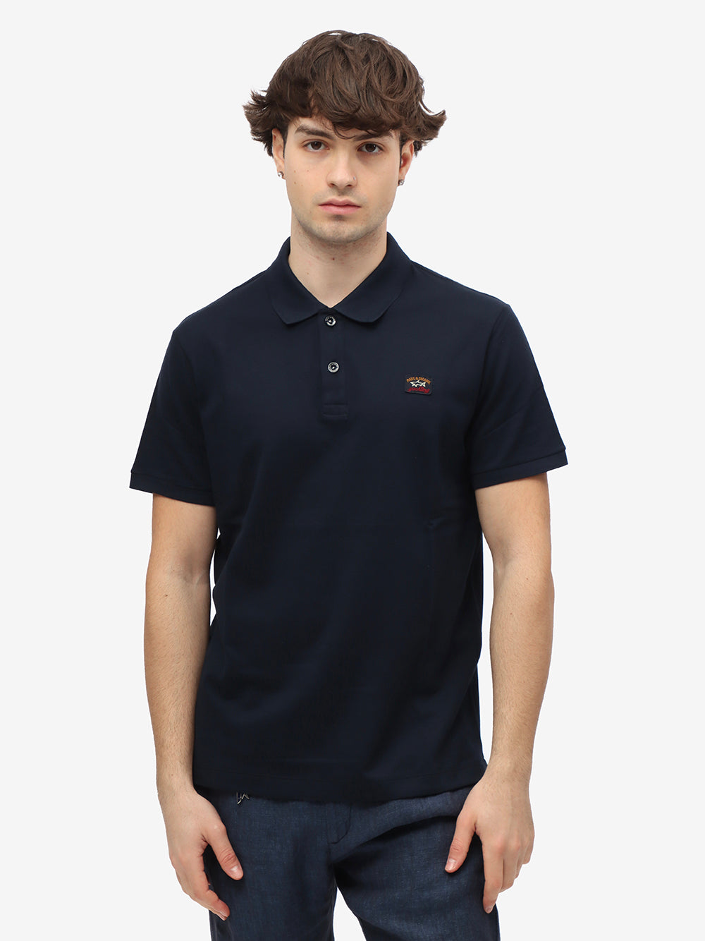 PAUL & SHARK Polo Uomo Piqué Patch Logo-Blu
