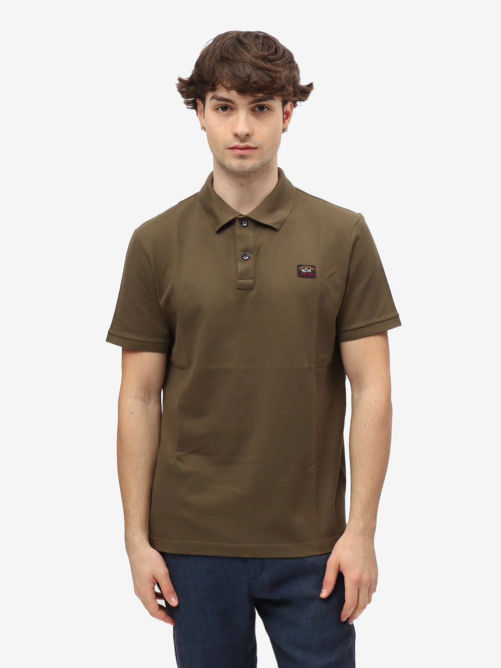 PAUL & SHARK Polo Uomo Piqué Patch Logo-Oliva
