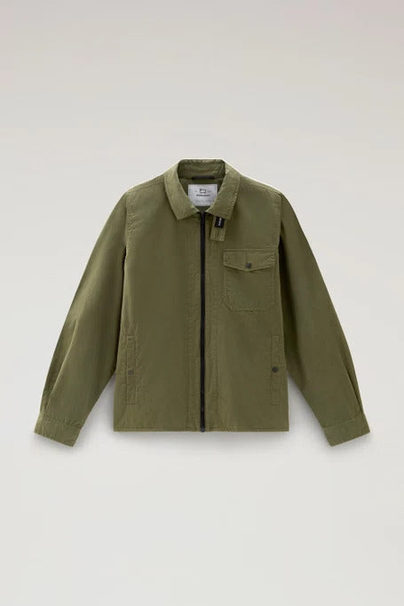 Woolrich Giubbino Uomo Gabardine Overshirt-Lake Olive