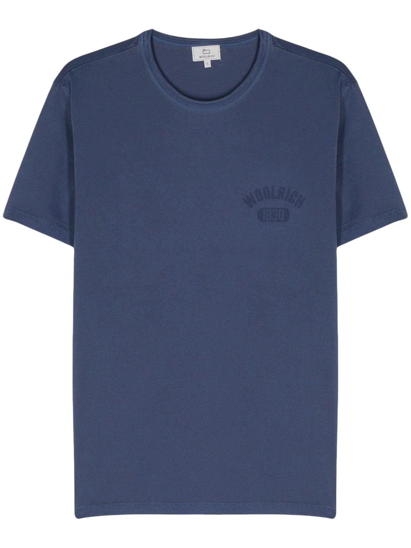 Woolrich T-Shirt Uomo Garment Dyed Logo-Maritime Blue
