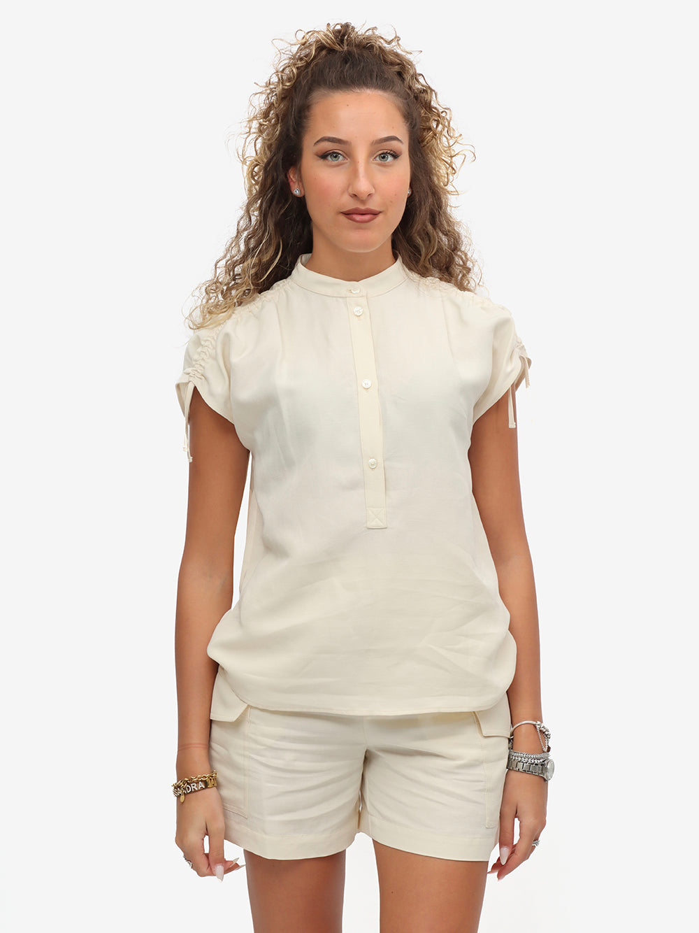 Woolrich Blusa Donna Viscose Linen-Plaster White