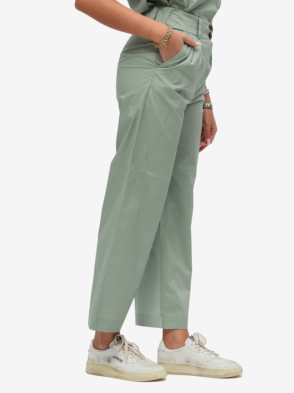 Woolrich Pantaloni Donna Poplin-Sage