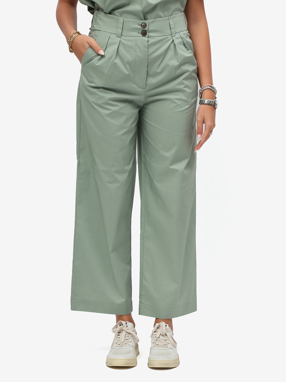 Woolrich Pantaloni Donna Poplin-Sage