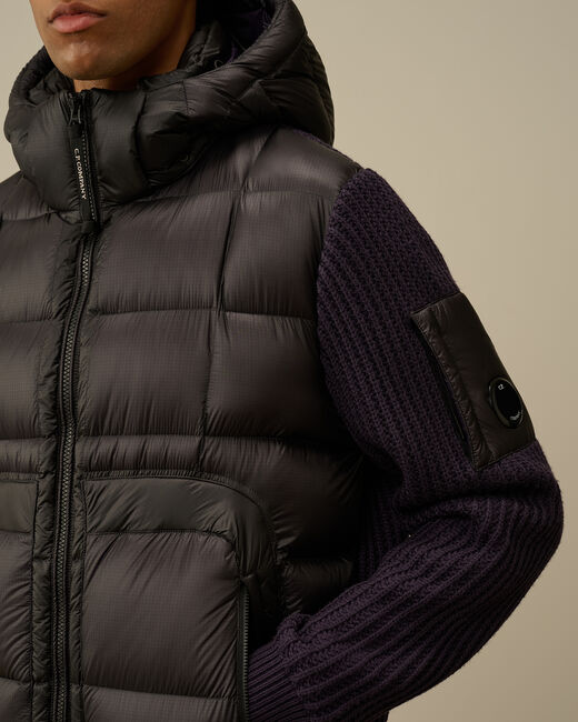 C.P. COMPANY Giacca Uomo Extrafine Merino Wool Mixed Hooded Knit-Nightshade Purple