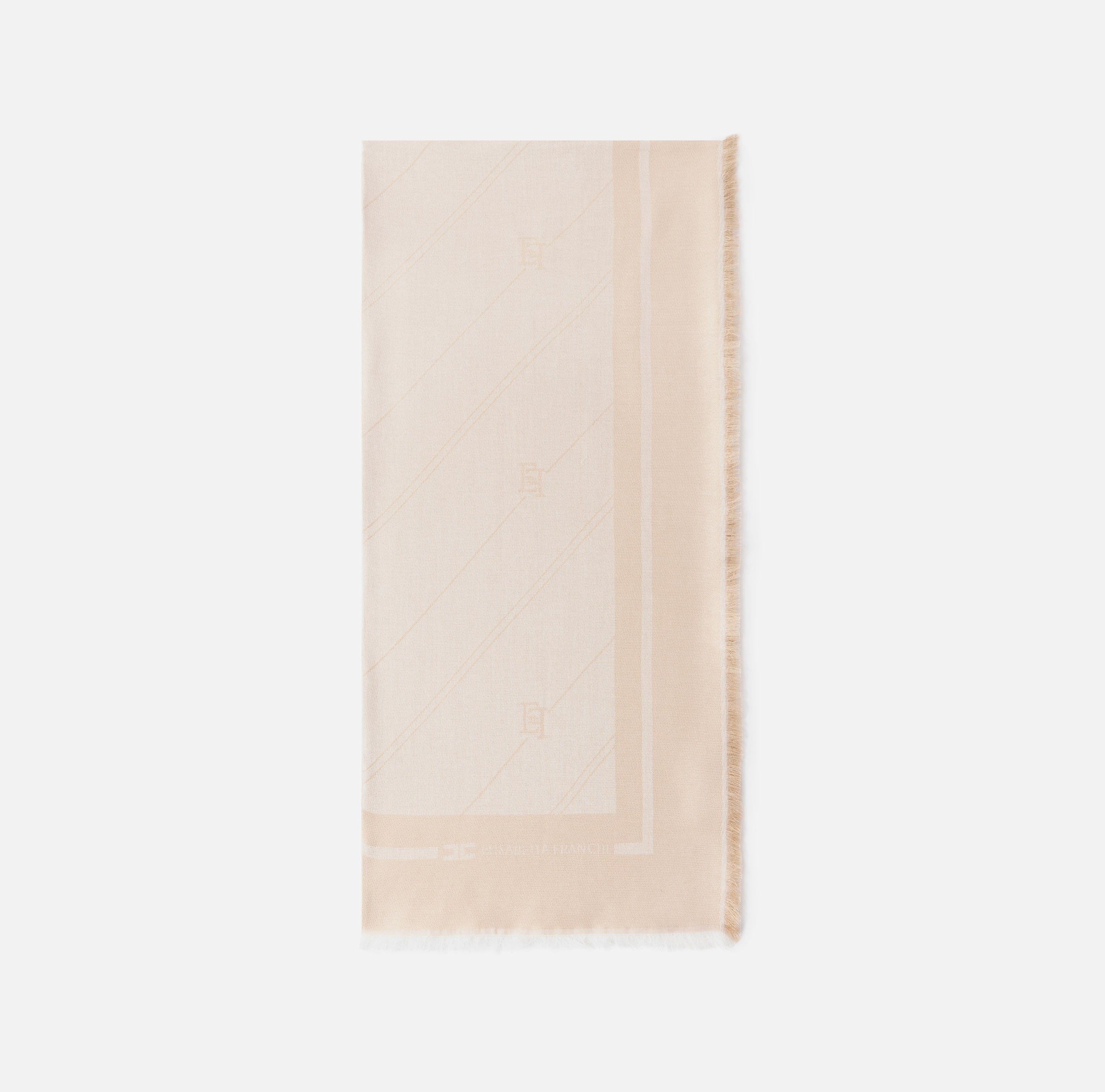 ELISABETTA FRANCHI Pashmina Lurex Logo-Crema