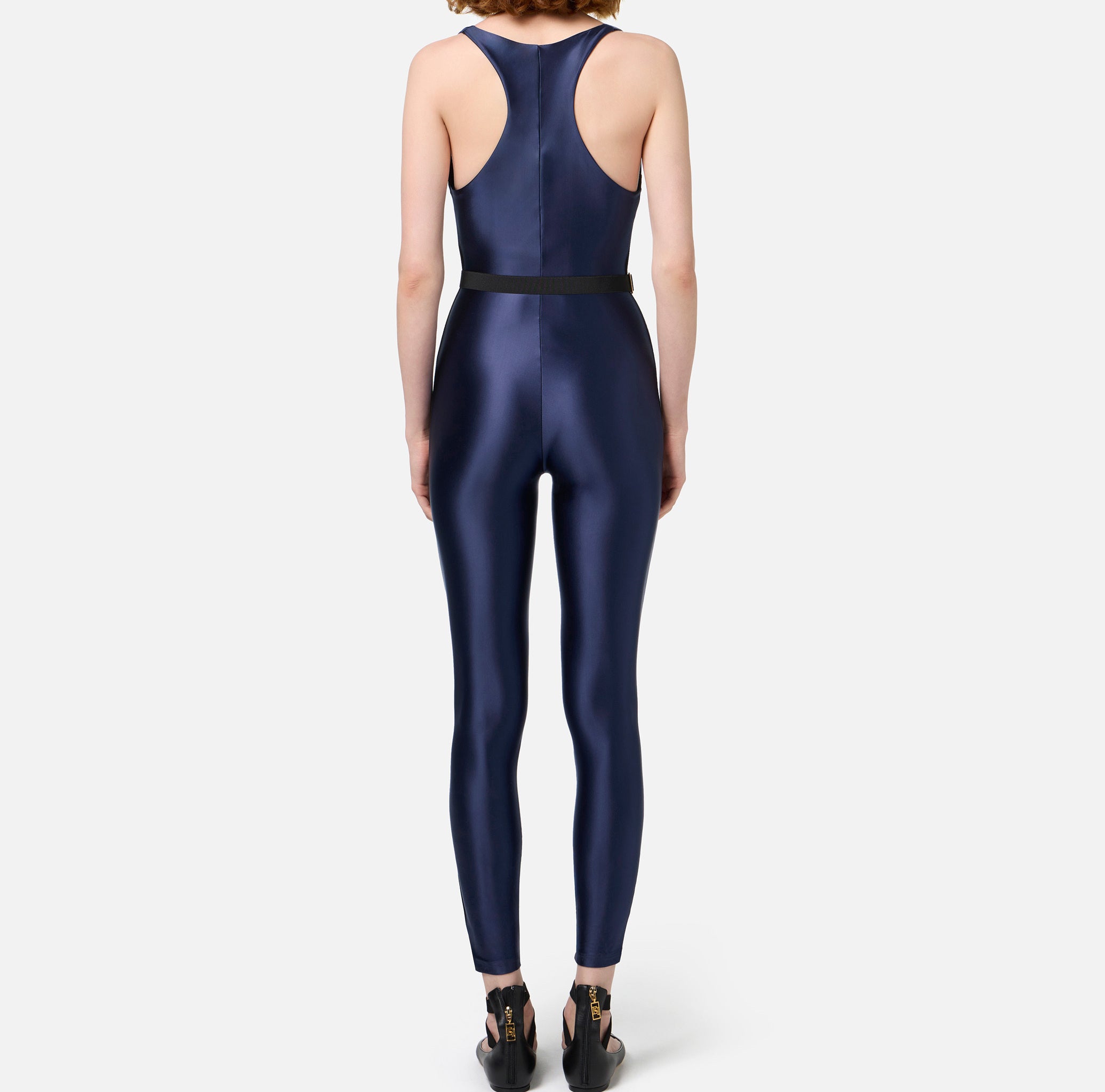 ELISABETTA FRANCHI Tuta Lycra Elastico Logo-Navy