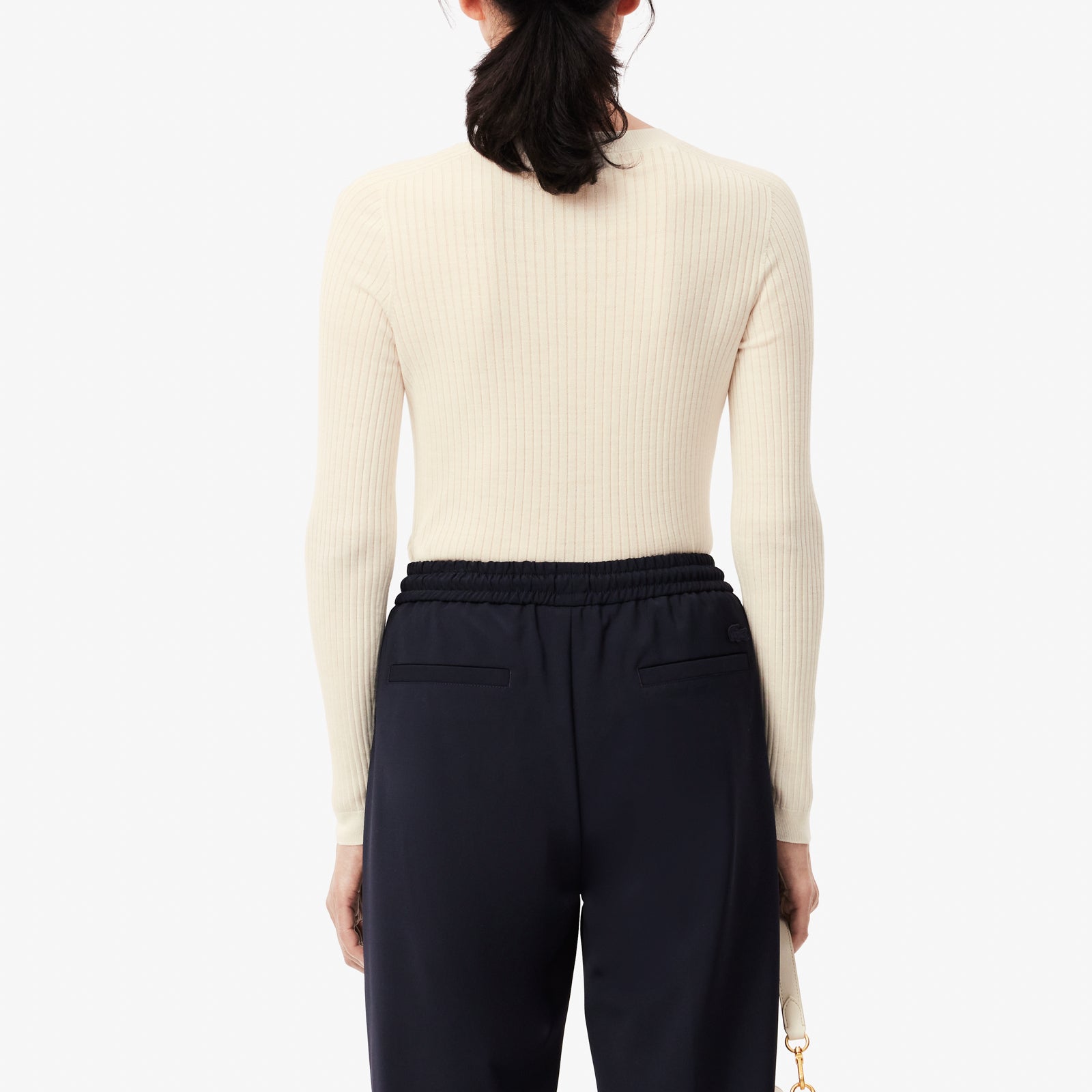 LACOSTE Cardigan Donna Lana Costine-Bianco