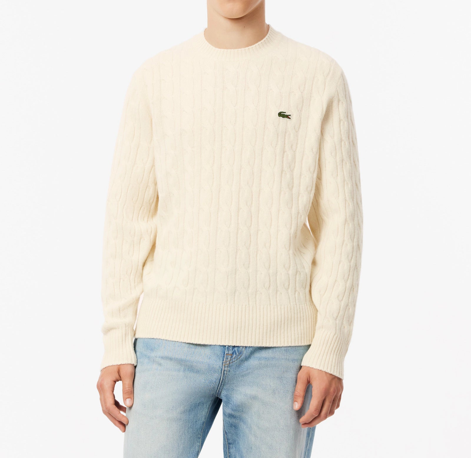 LACOSTE Pullover Uomo Trecce-Bianco