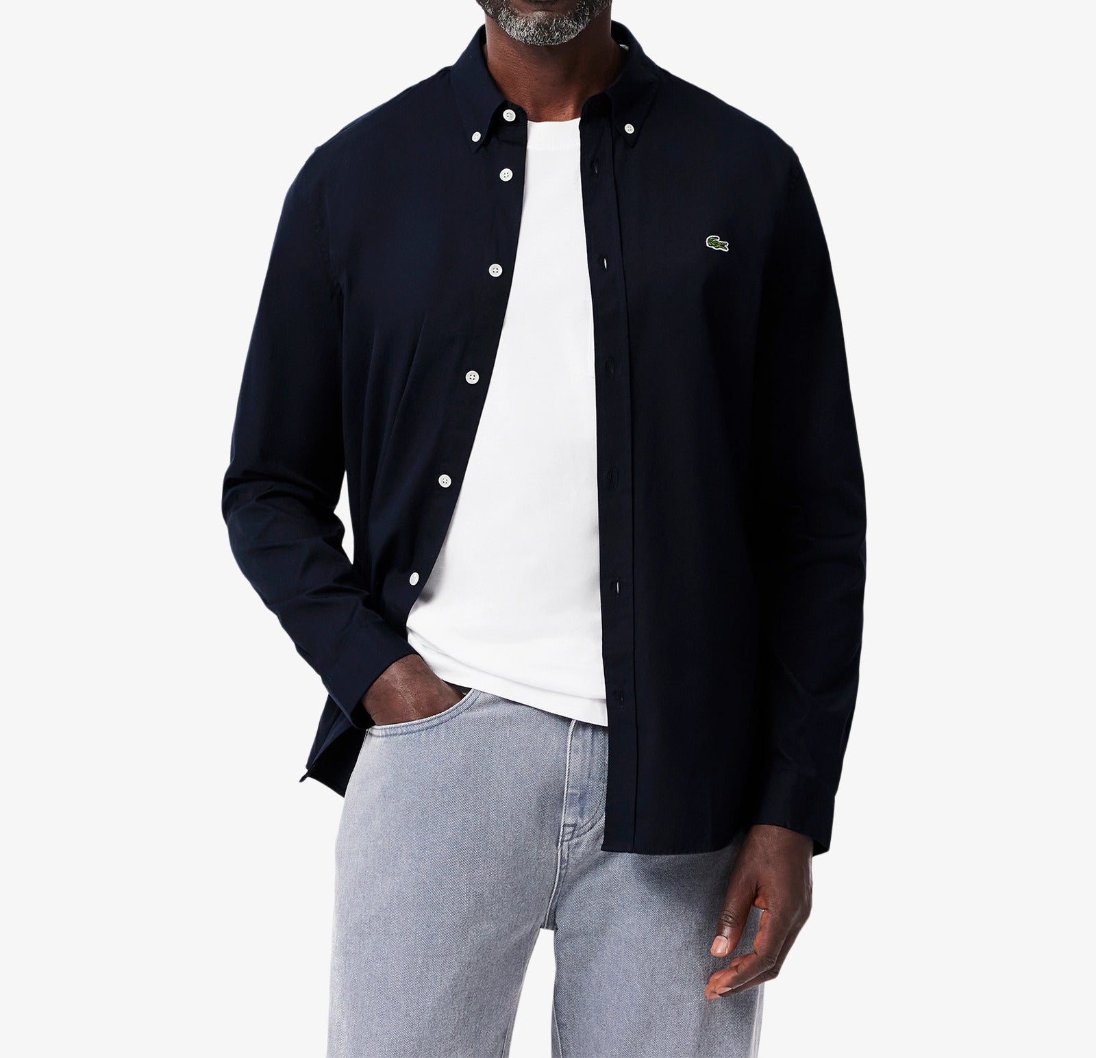 LACOSTE Camicia Uomo Cotone-Blu Navy