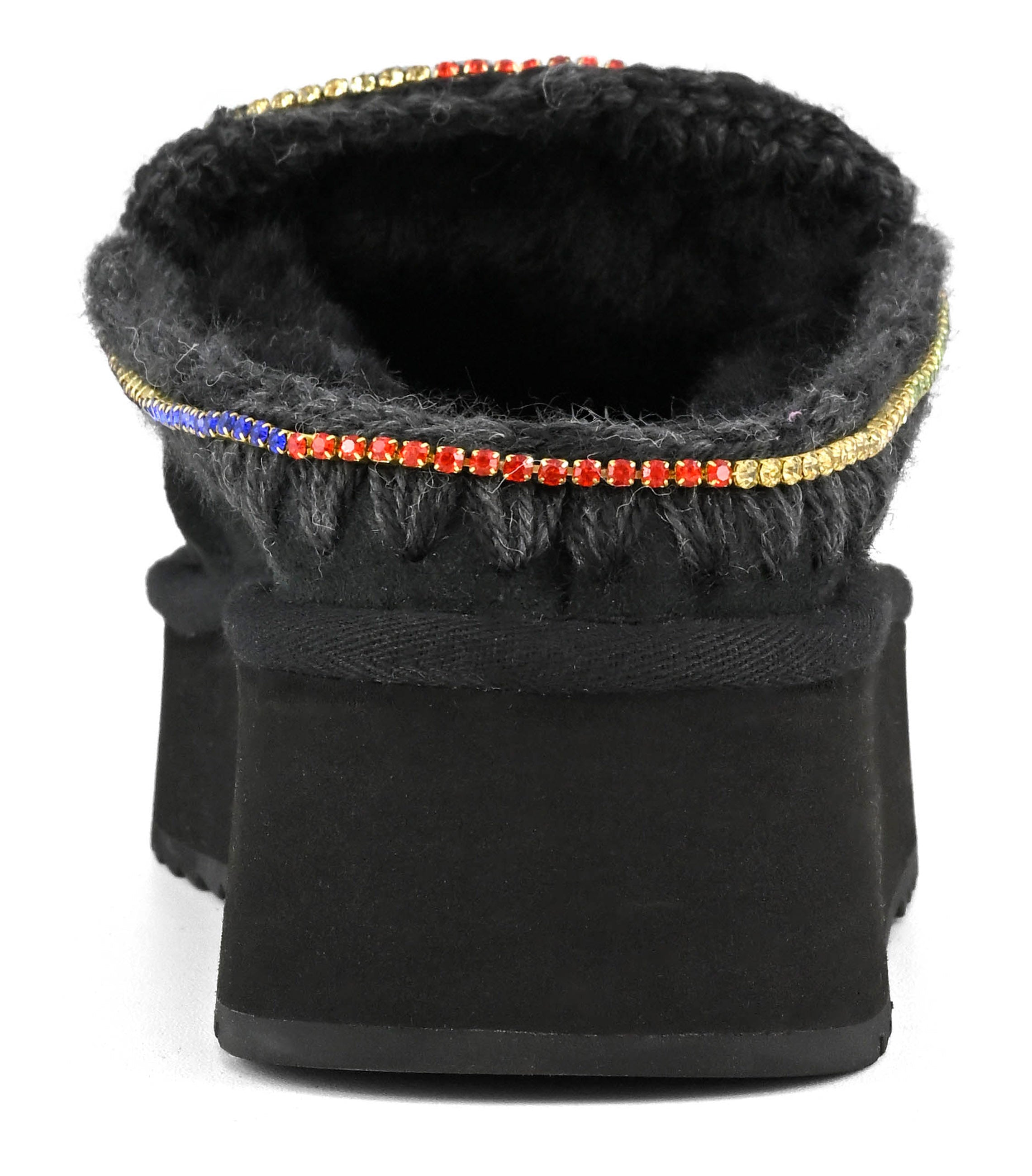 MOU Ciabatta Donna Clog Eskimo Platform Rhinestones-Black