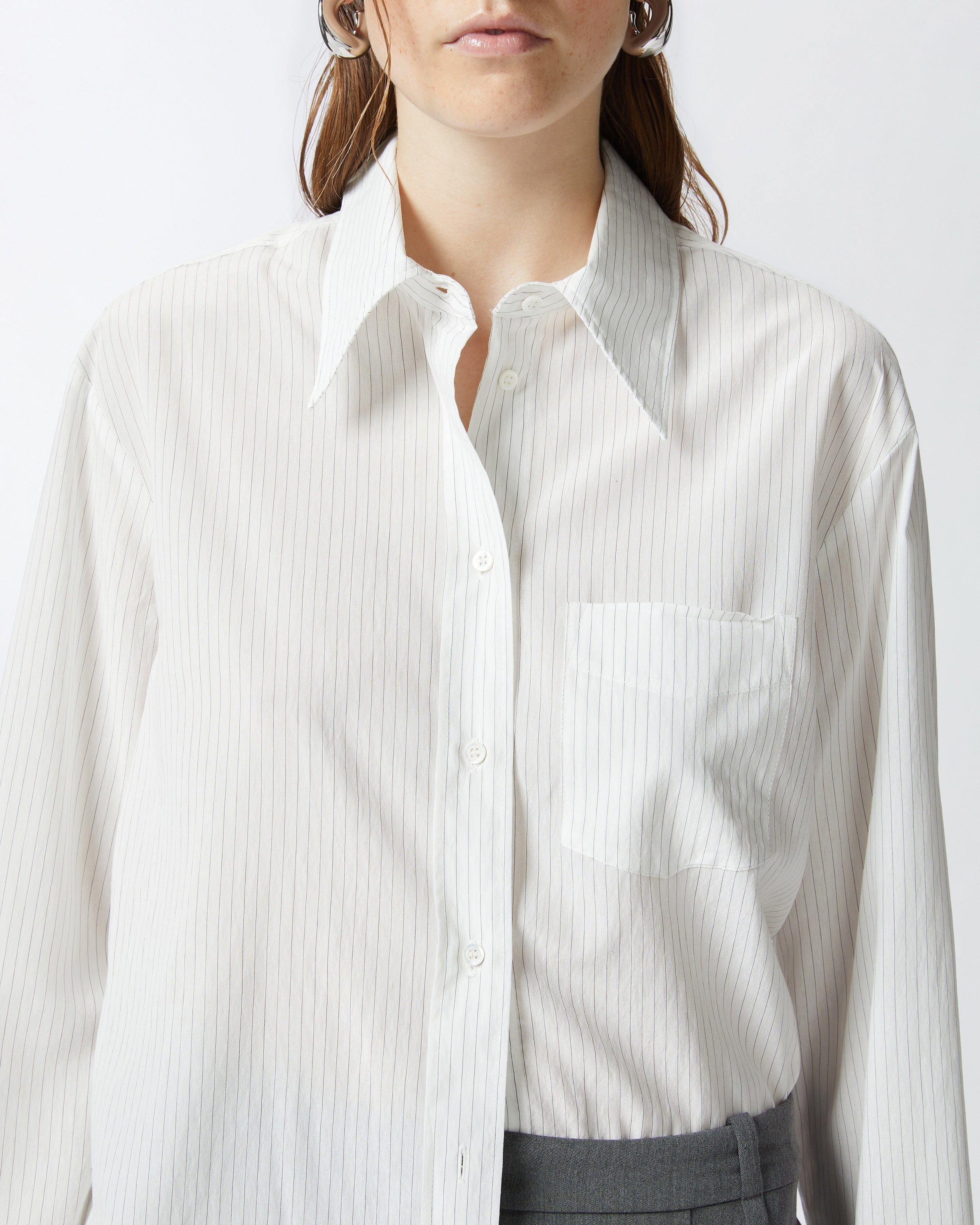 PINKO Camicia Corea Bastonetto-Bianco Nero