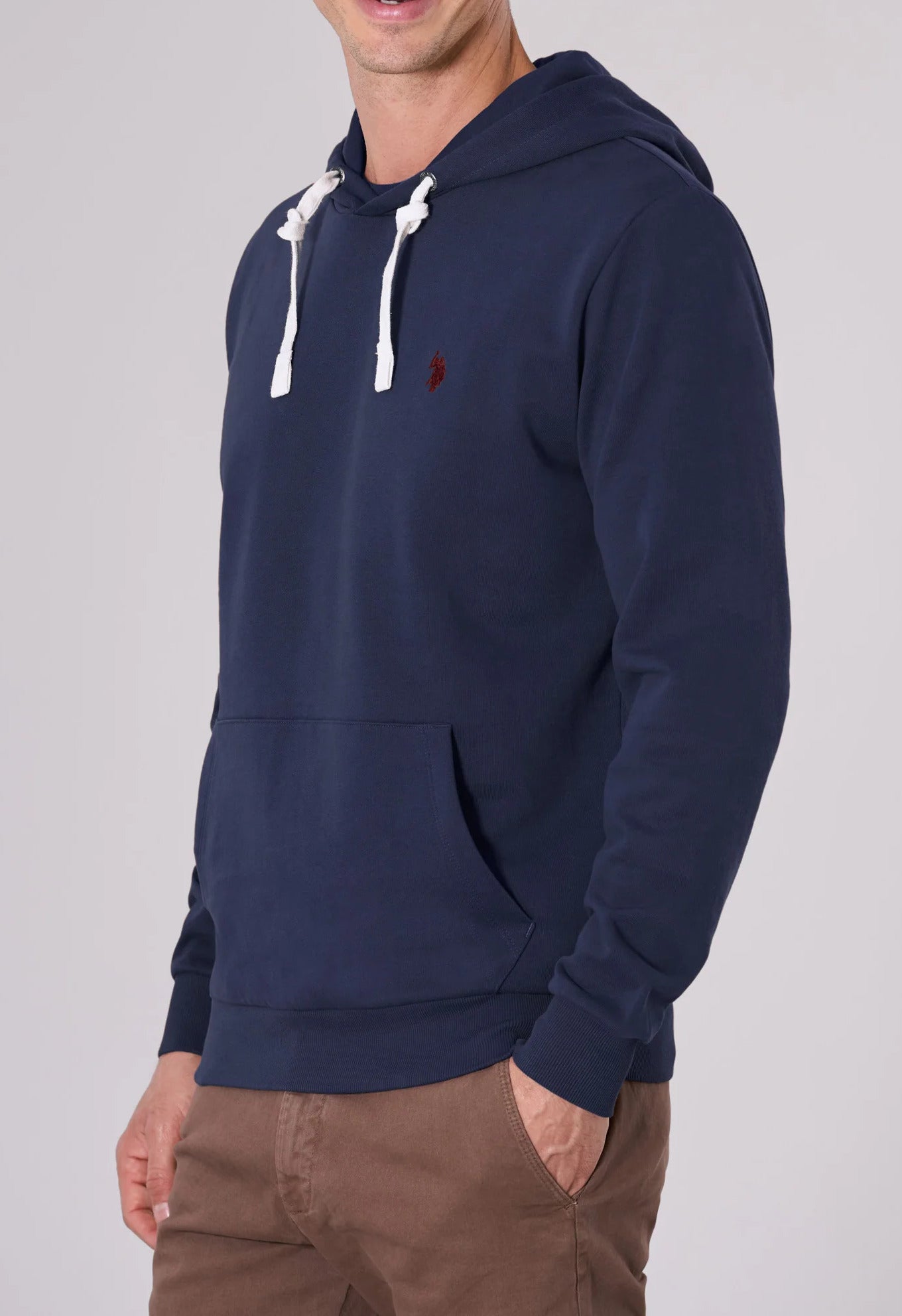 U.S. POLO ASSN. Felpa Uomo Logo Double Horseman Cappuccio-Blu