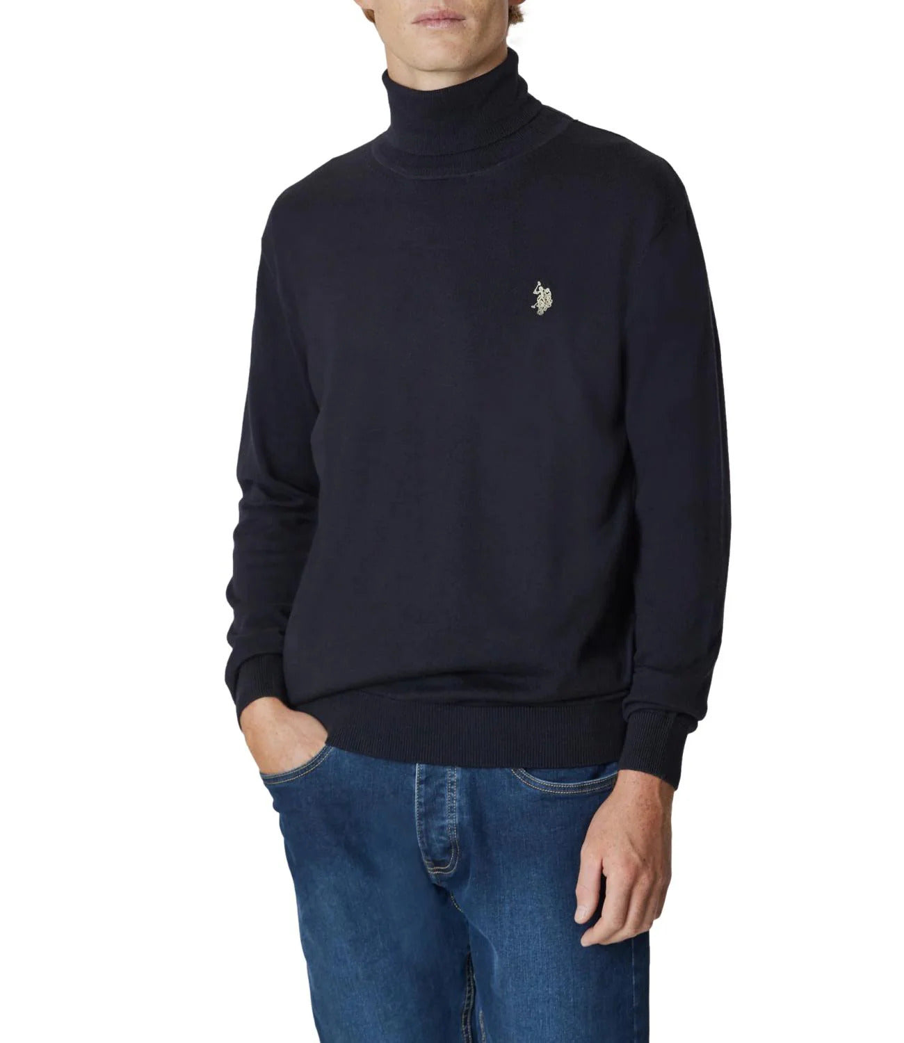 U.S. POLO ASSN. Pullover Uomo Logo Double Horseman-Nero