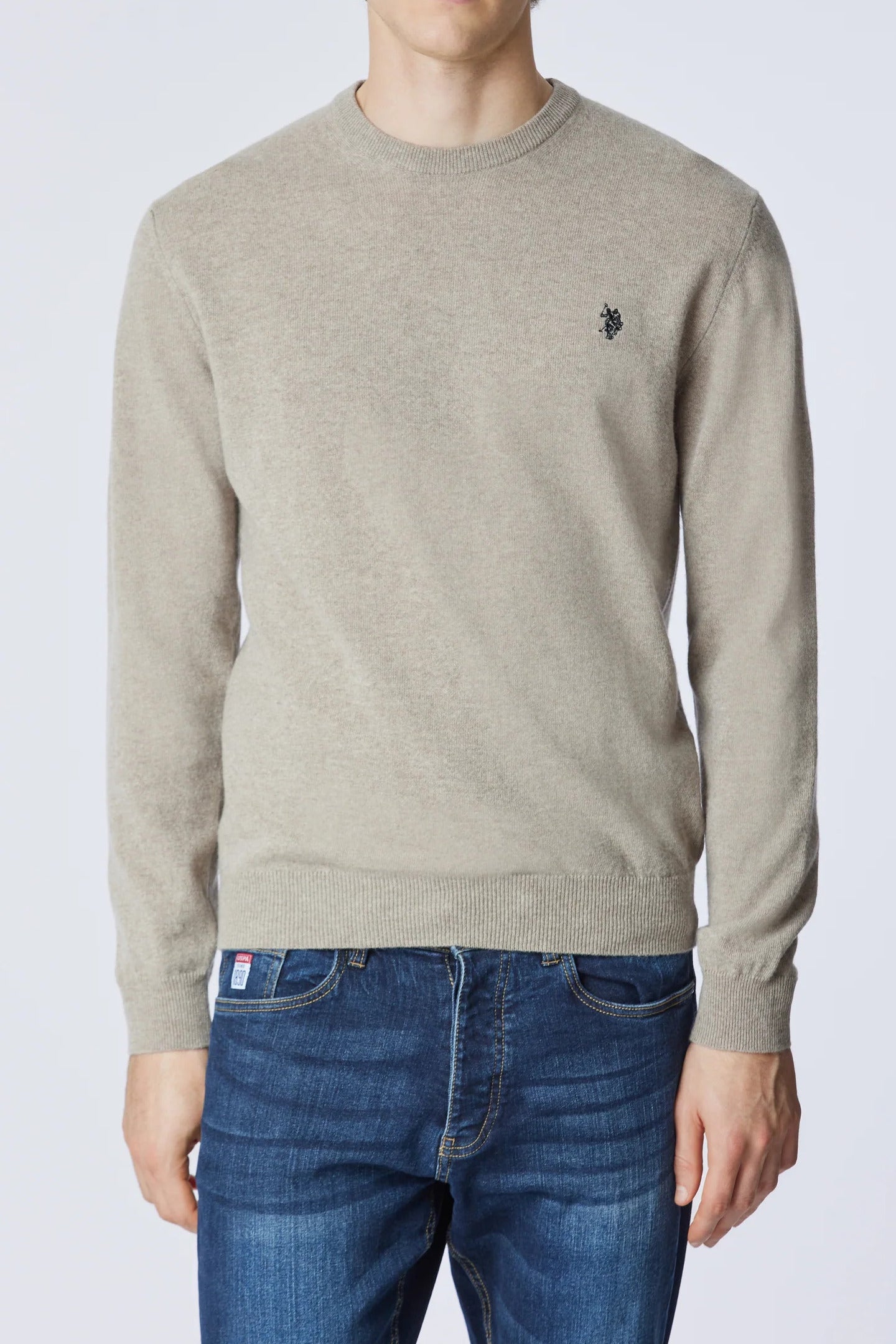 U.S. POLO ASSN. Maglia Uomo Logo Double Horseman Lana-Beige