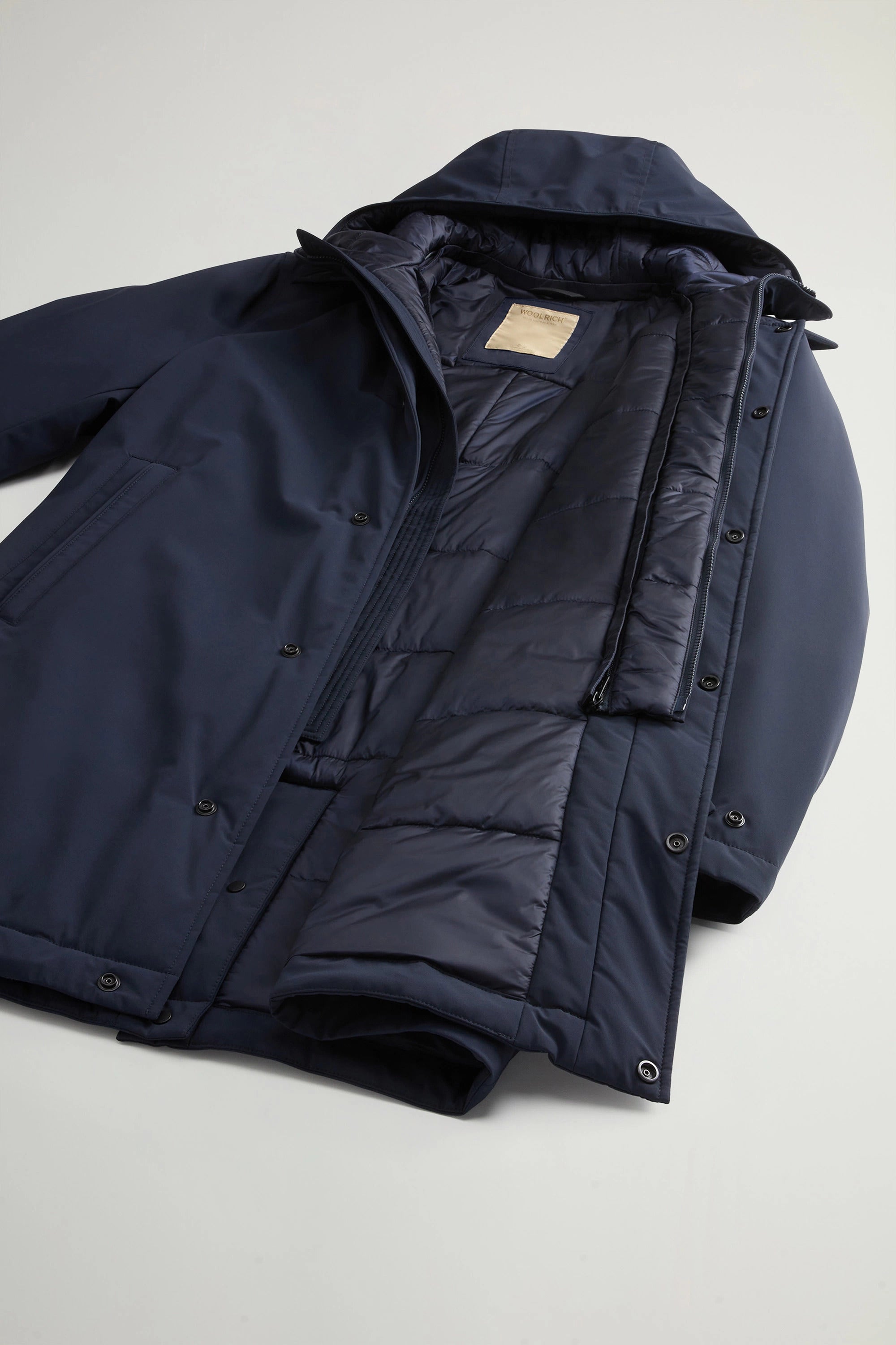 WOOLRICH Cappotto Uomo Stretch 2in1 Carcoat-Blue Melton