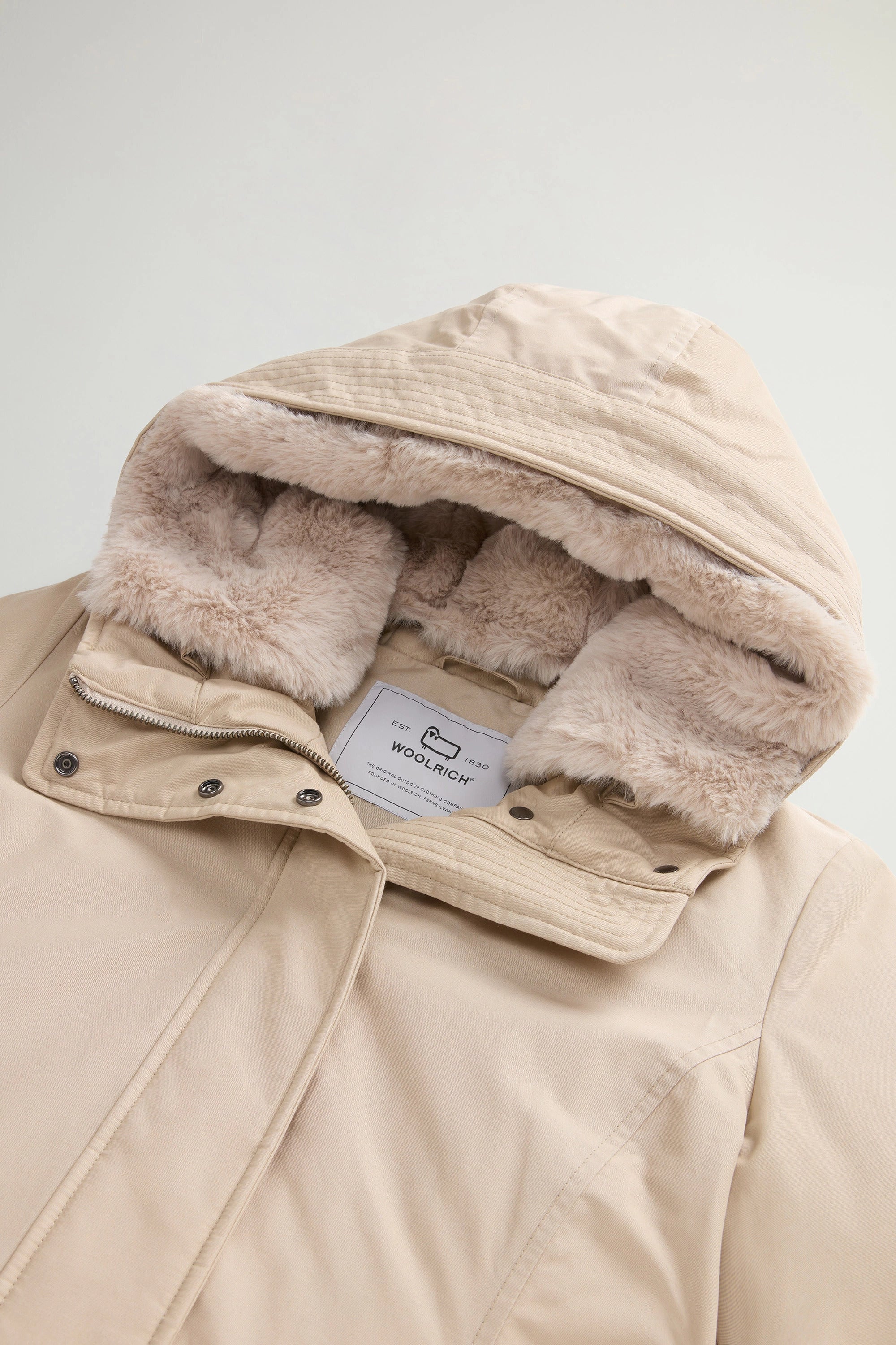 WOOLRICH Parka Donna Boulder Faux Fur-Oxford Tan
